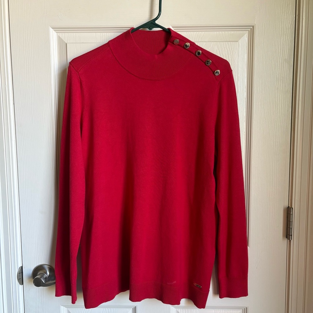 CALVIN KLEIN Mock Neck Sweater (Red)